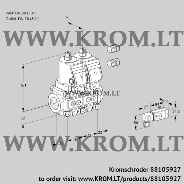 Kromschroder VCS 1E20R/20R05NNWGR3/PP-4/PPPP, 88105927 double solenoid valve, 88105927