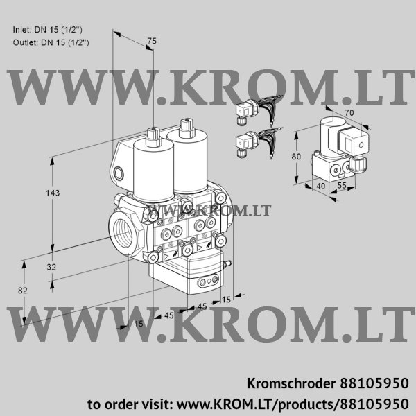 Kromschroder VCG 1E15R/15R05NGEWL6/PPBY/PPPP, 88105950 air/gas ratio control, 88105950