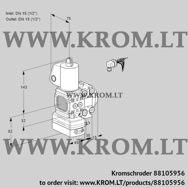 Kromschroder VAH 1E15R/15R05FHEVWL/PP/PP, 88105956 flow rate regulator, 88105956