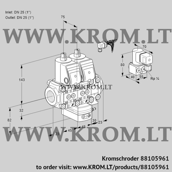 Kromschroder VCG 1E25R/25R05NGEVWR/PPPP/PPZY, 88105961 air/gas ratio control, 88105961