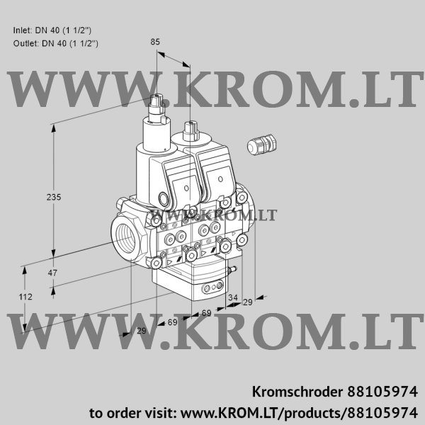 Kromschroder VCH 2E40R/40R05LHEVWR/PPPP/PPPP, 88105974 flow rate regulator, 88105974