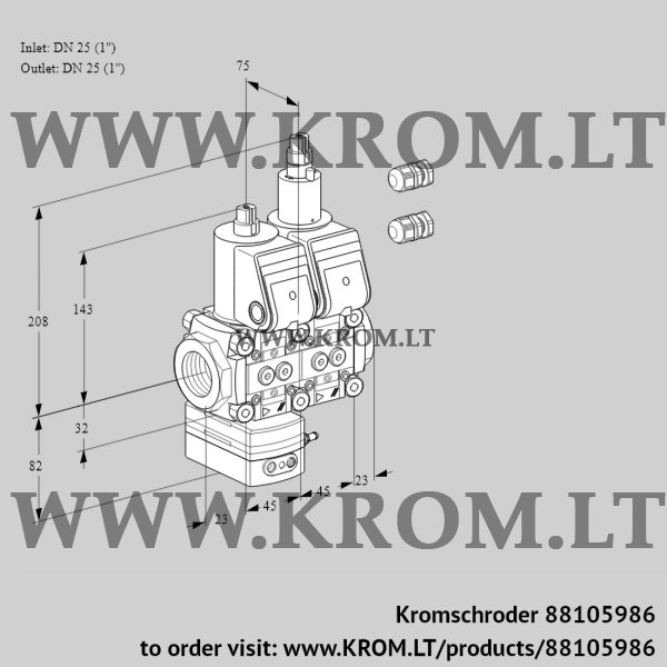 Kromschroder VCD 1E25R/25R05D-100LWR3/PPPP/PPPP, 88105986 pressure regulator, 88105986