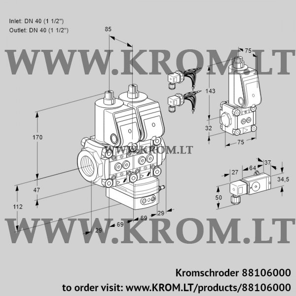 Kromschroder VCG 2E40R/40R05NGEWR6/-3PP/PPZS, 88106000 air/gas ratio control, 88106000