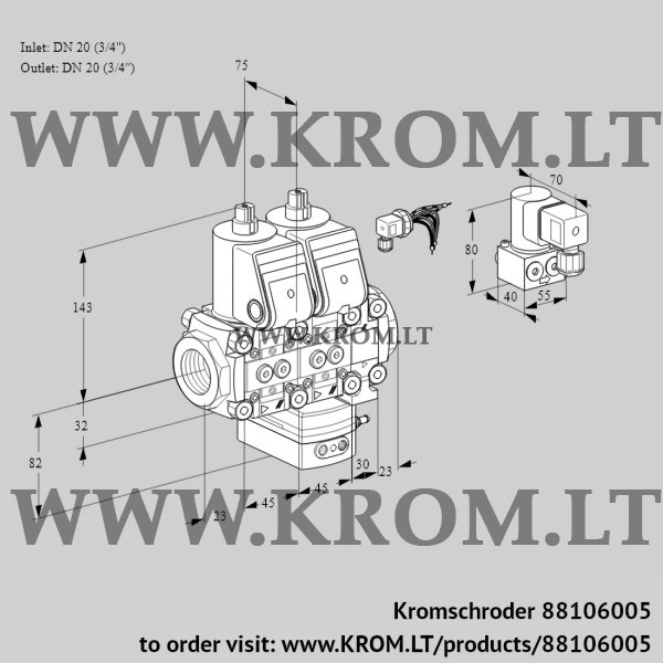 Kromschroder VCG 1E20R/20R05NGEVQR/PPPP/PPBY, 88106005 air/gas ratio control, 88106005