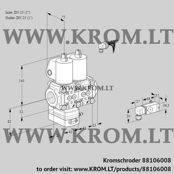 Kromschroder VCD 1E25R/25R05D-50NWL/PP2-/2-MM, 88106008 pressure regulator, 88106008