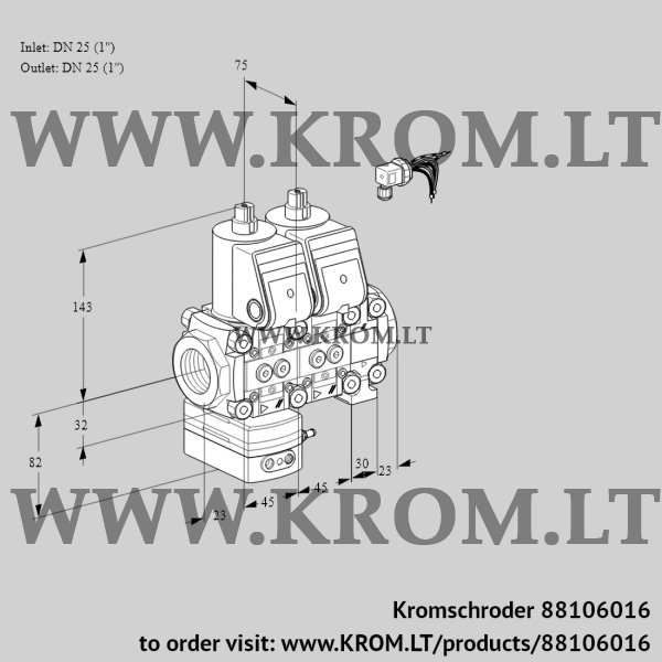 Kromschroder VCG 1E25R/25R05GENVWR/PPPP/PPPP, 88106016 air/gas ratio control, 88106016