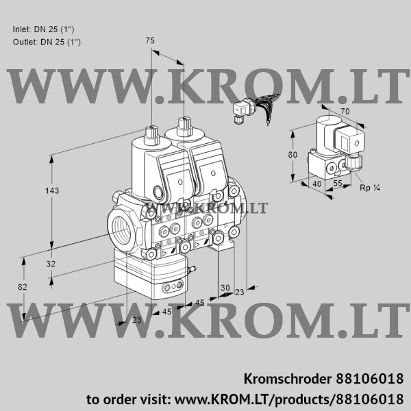 Kromschroder VCG 1E25R/25R05GENVWR/PPPP/ZYPP, 88106018 air/gas ratio control, 88106018