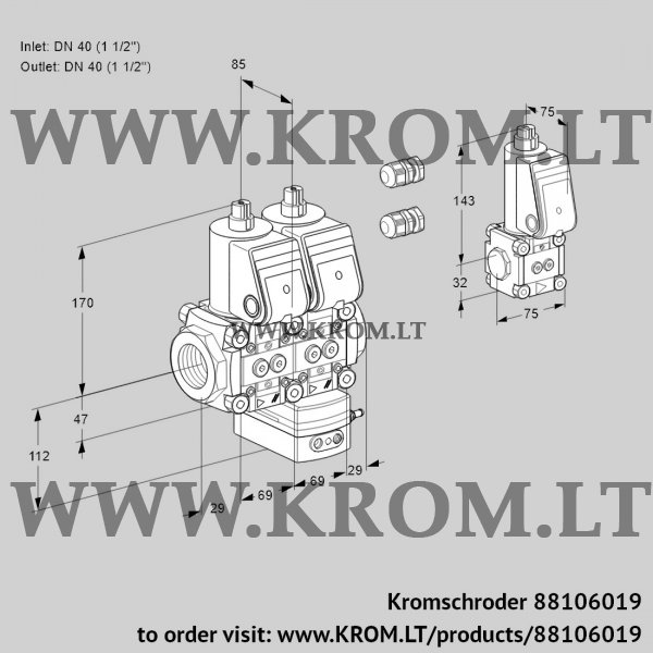 Kromschroder VCG 2E40R/40R05NGEWR3/PPPP/PPBS, 88106019 air/gas ratio control, 88106019