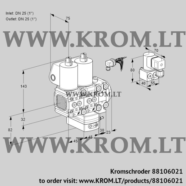 Kromschroder VCG 1E25R/25R05FNGEVWL/PPBY/PPMM, 88106021 air/gas ratio control, 88106021