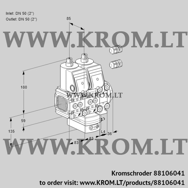 Kromschroder VCD 3E50R/50R05FND-50VWR3/PPPP/PPPP, 88106041 pressure regulator, 88106041