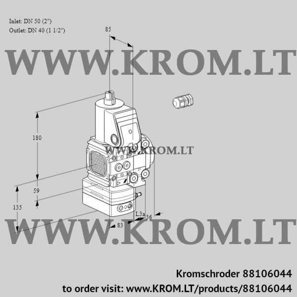 Kromschroder VAD 3E50R/40R05FD-25VWR/PP/PP, 88106044 pressure regulator, 88106044