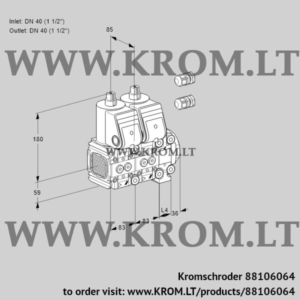 Kromschroder VCS 3E40R/40R05FNNVWR3/PPPP/PPPP, 88106064 double solenoid valve, 88106064