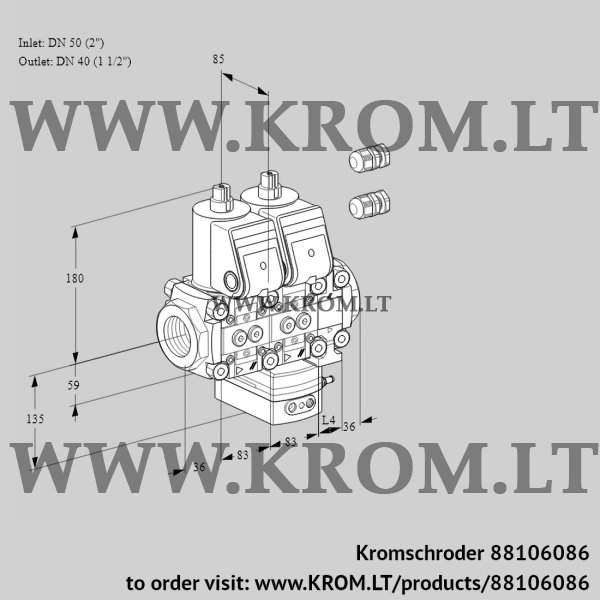 Kromschroder VCD 3E50R/40R05ND-50VWR3/PPPP/PPPP, 88106086 pressure regulator, 88106086