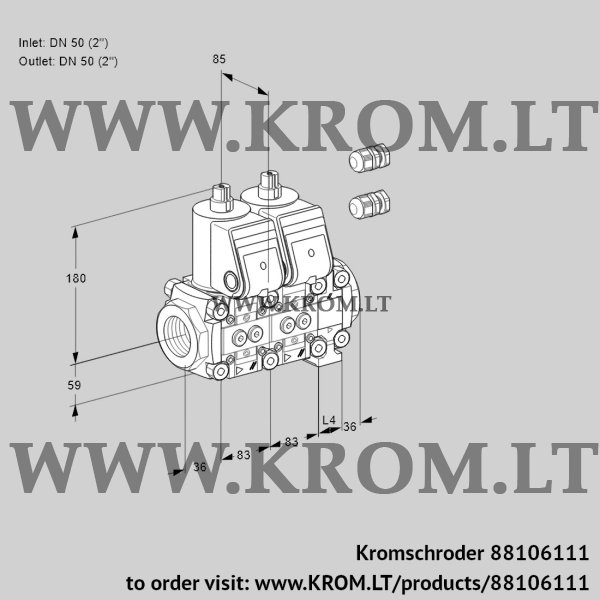 Kromschroder VCS 3E50R/50R05NNVWR3/PPPP/PPPP, 88106111 double solenoid valve, 88106111