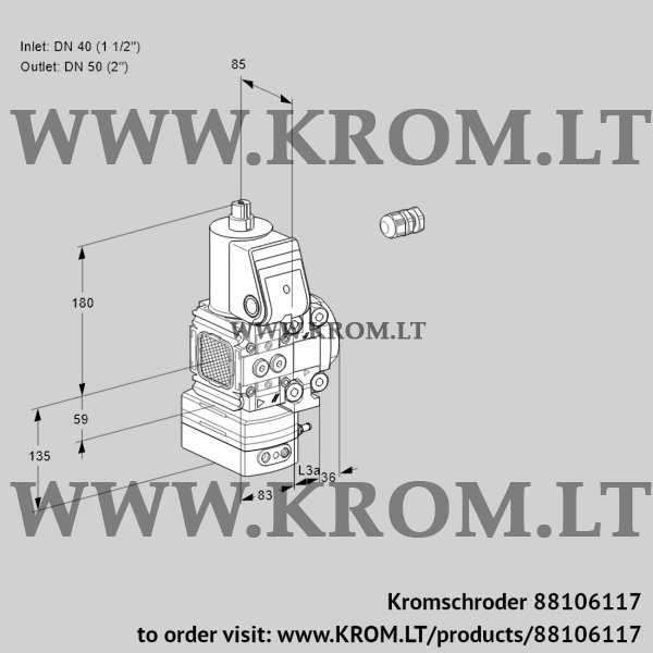 Kromschroder VAH 3E40R/50R05FHEVWR/PP/PP, 88106117 flow rate regulator, 88106117