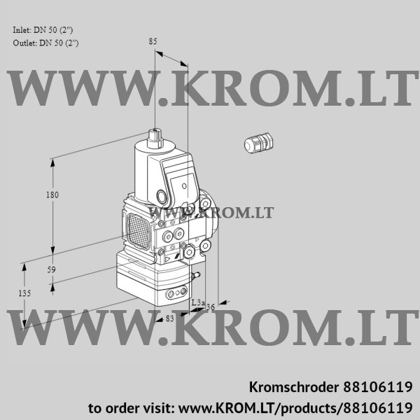 Kromschroder VAH 3E50R/50R05FHEVWR/PP/PP, 88106119 flow rate regulator, 88106119