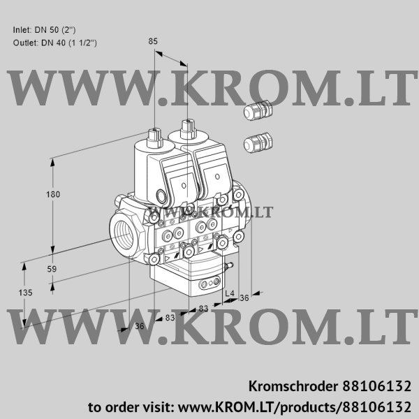 Kromschroder VCH 3E50R/40R05NHEVWR3/PPPP/PPPP, 88106132 flow rate regulator, 88106132