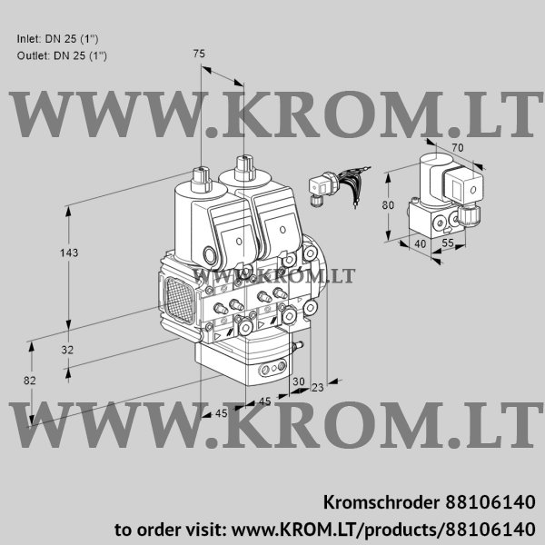 Kromschroder VCG 1E25R/25R05FNGEVWR/MMMM/PPBY, 88106140 air/gas ratio control, 88106140