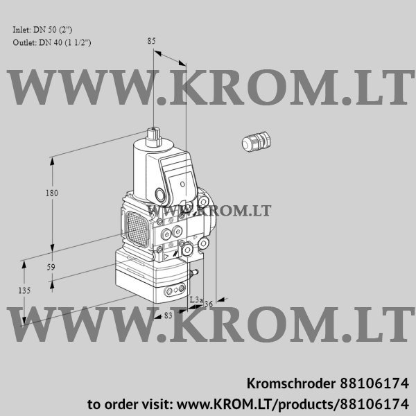 Kromschroder VAG 3E50F/40R05FGEVWR/PP/PP, 88106174 air/gas ratio control, 88106174