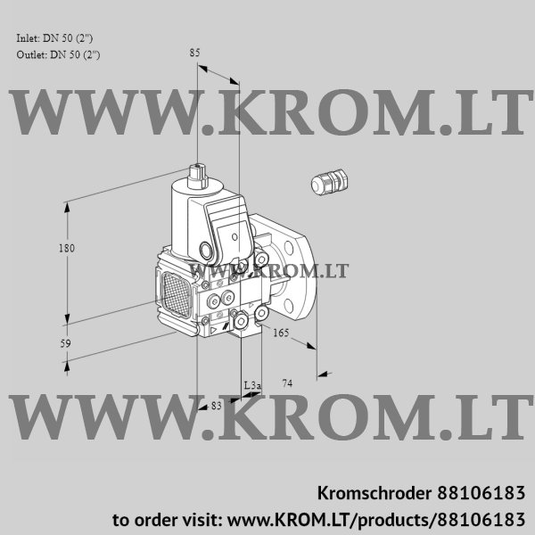 Kromschroder VAS 3E50F/50F05FNVWR/PP/PP, 88106183 gas solenoid valve, 88106183