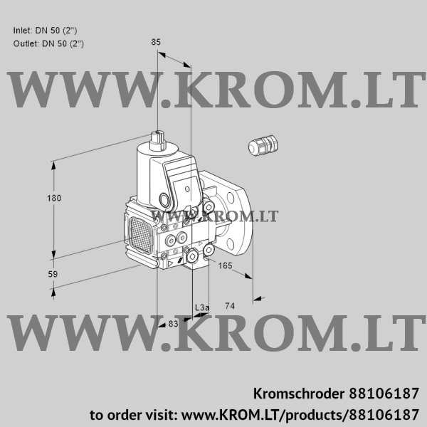 Kromschroder VAS 3E50R/50F05FNVWR/PP/PP, 88106187 gas solenoid valve, 88106187