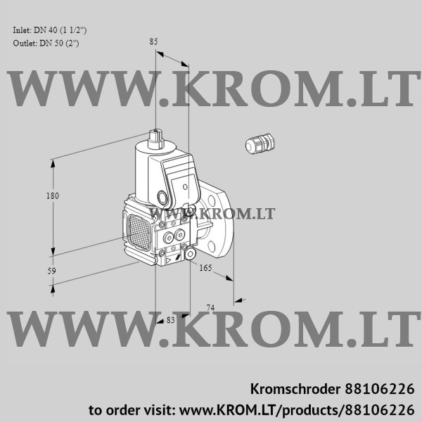 Kromschroder VAS 3E40R/50F05FNWR/PP/PP, 88106226 gas solenoid valve, 88106226