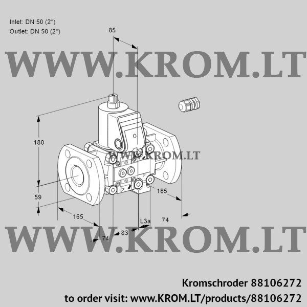 Kromschroder VAS 3E50F/50F05NVWR/PP/PP, 88106272 gas solenoid valve, 88106272