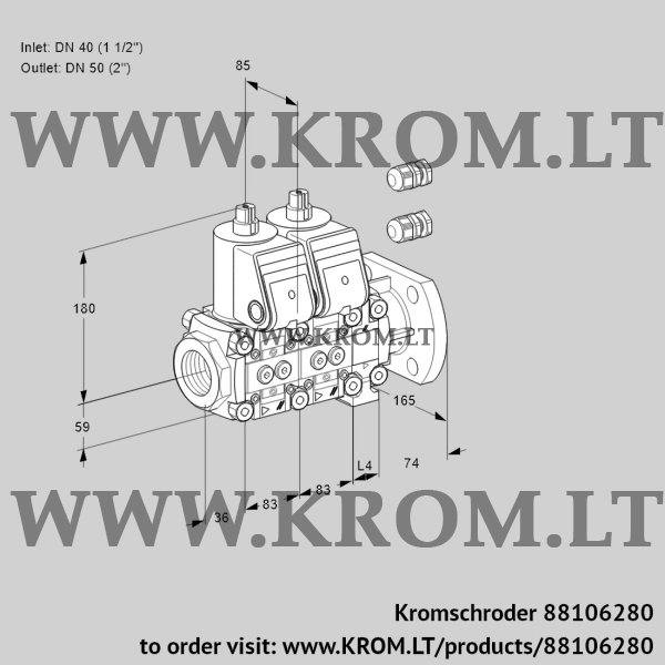 Kromschroder VCS 3E40R/50F05NNVWR3/PPPP/PPPP, 88106280 double solenoid valve, 88106280