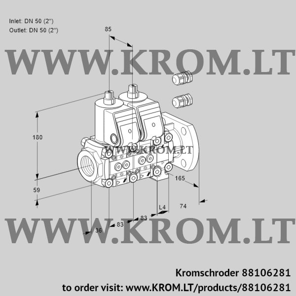 Kromschroder VCS 3E50R/50F05NNVWR3/PPPP/PPPP, 88106281 double solenoid valve, 88106281