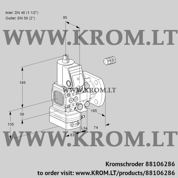 Kromschroder VAH 3E40R/50F05FHEVWR/PP/PP, 88106286 flow rate regulator, 88106286