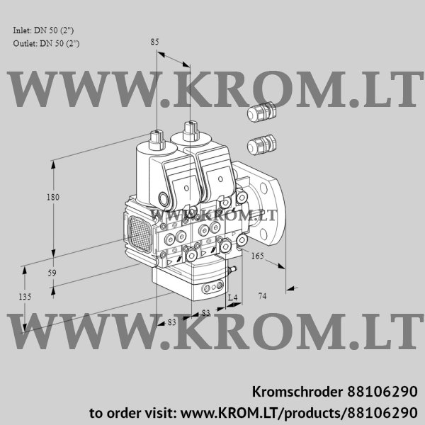 Kromschroder VCH 3E50R/50F05FNHEVWR3/PPPP/PPPP, 88106290 flow rate regulator, 88106290