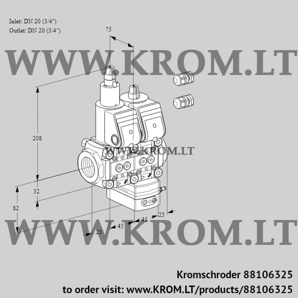 Kromschroder VCG 1E20R/20R05LGEWR3/PPPP/PPPP, 88106325 air/gas ratio control, 88106325