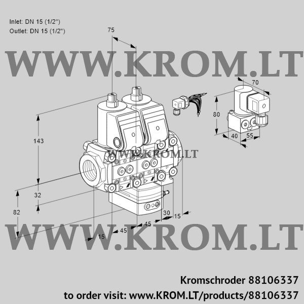 Kromschroder VCG 1E15R/15R05NGEVQR/PPPP/PPBY, 88106337 air/gas ratio control, 88106337