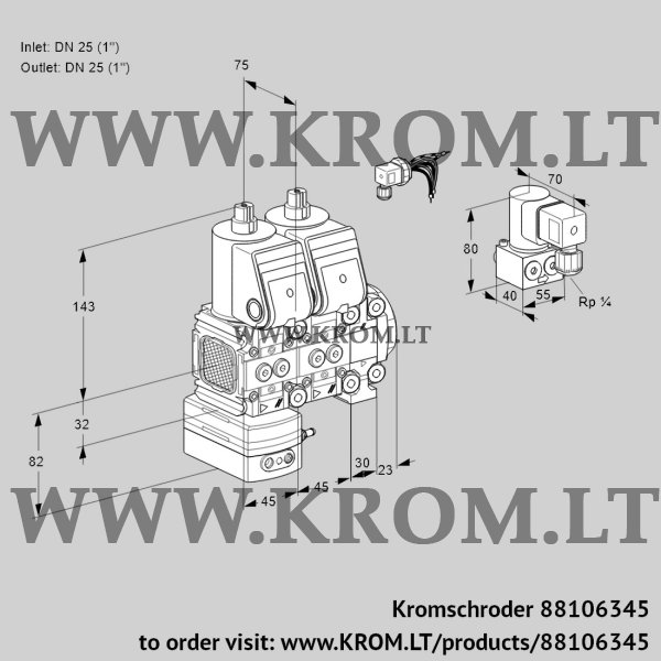 Kromschroder VCG 1E25R/25R05FGENVWR/PPPP/ZYPP, 88106345 air/gas ratio control, 88106345