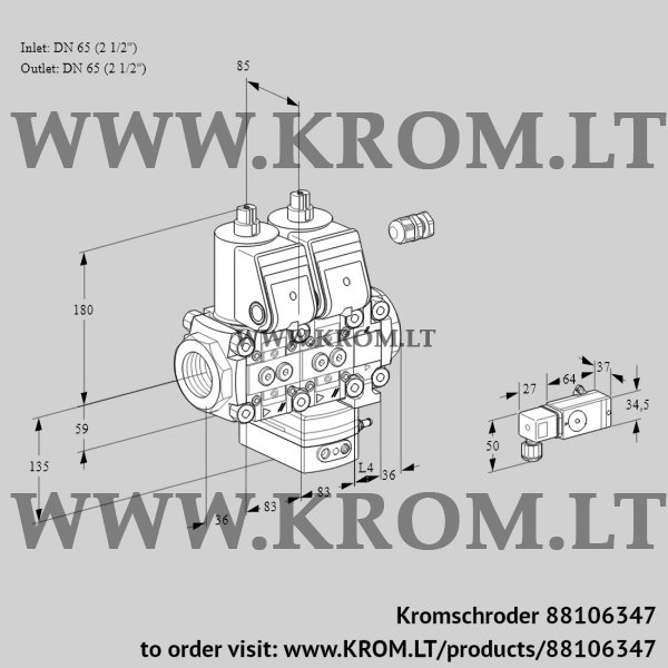 Kromschroder VCH 3E65R/65R05NHEVWR/-3PP/PPPP, 88106347 flow rate regulator, 88106347