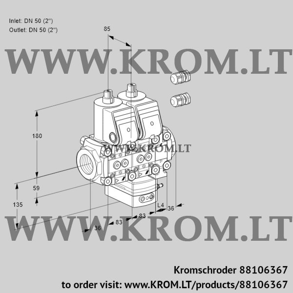 Kromschroder VCH 3E50R/50R05NHEVWR3/PPPP/PPPP, 88106367 flow rate regulator, 88106367