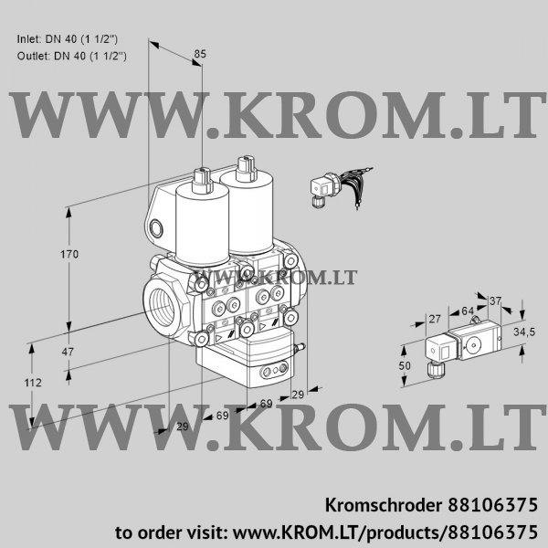 Kromschroder VCG 2E40R/40R05NGKWL/-3PP/3--3, 88106375 air/gas ratio control, 88106375