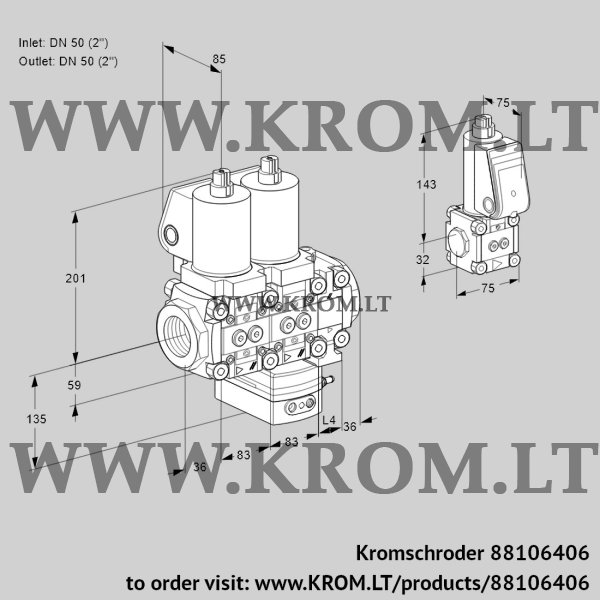 Kromschroder VCG 3T50N/50N05NGAVQSL/PPZS/PPPP, 88106406 air/gas ratio control, 88106406