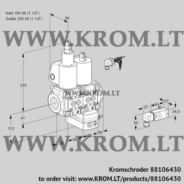 Kromschroder VCD 2E40R/40R05LD-25WL/PPPP/4-PP, 88106430 pressure regulator, 88106430