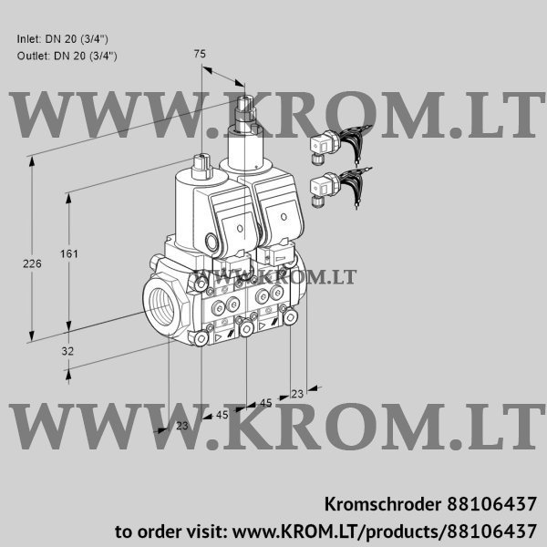 Kromschroder VCS 1E20R/20R05NLWGR8/PPPP/PPPP, 88106437 double solenoid valve, 88106437