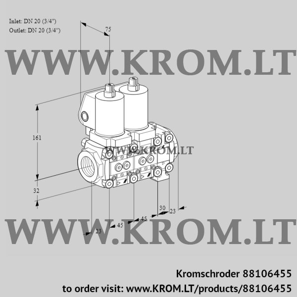 Kromschroder VCS 1T20N/20N05NNVQGL/PPPP/PPPP, 88106455 double solenoid valve, 88106455