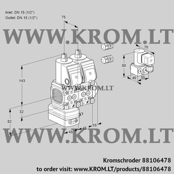 Kromschroder VCD 1E15R/15R05FD-25NWR3/PPPP/BYPP, 88106478 pressure regulator, 88106478