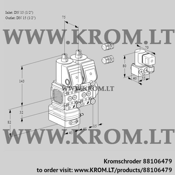 Kromschroder VCD 1E15R/15R05FD-25NWR3/PPPP/PPBY, 88106479 pressure regulator, 88106479