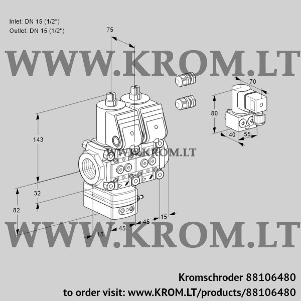 Kromschroder VCD 1E15R/15R05D-25NWR3/PPPP/PPBY, 88106480 pressure regulator, 88106480