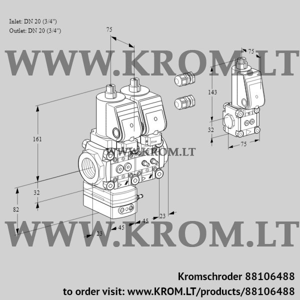 Kromschroder VCD 1E20R/20R05D-100NWSR3/PPMM/PPZS, 88106488 pressure regulator, 88106488