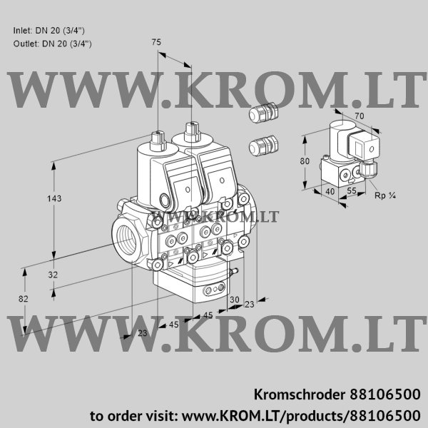 Kromschroder VCH 1E20R/20R05NHEVWR3/PPPP/PPZY, 88106500 flow rate regulator, 88106500