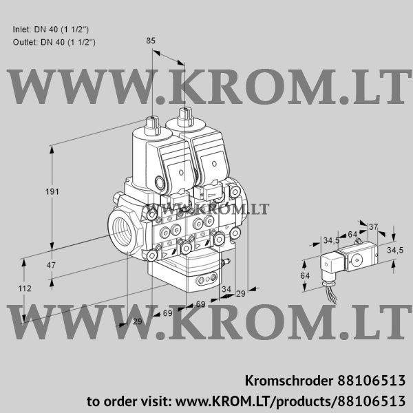 Kromschroder VCG 2T40N/40N05NGNVQSR/2-PP/PPPP, 88106513 air/gas ratio control, 88106513