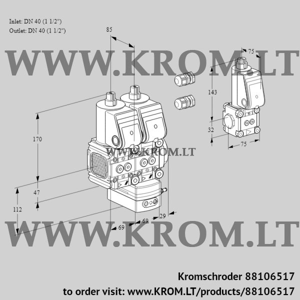 Kromschroder VCV 2E40R/40R05FNVKWR3/PPPP/PPZS, 88106517 air/gas ratio control, 88106517