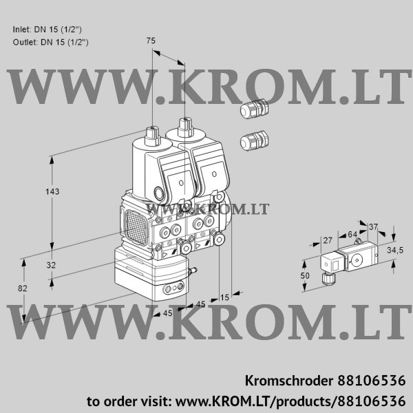 Kromschroder VCD 1E15R/15R05FD-50NWR3/3-PP/PPPP, 88106536 pressure regulator, 88106536