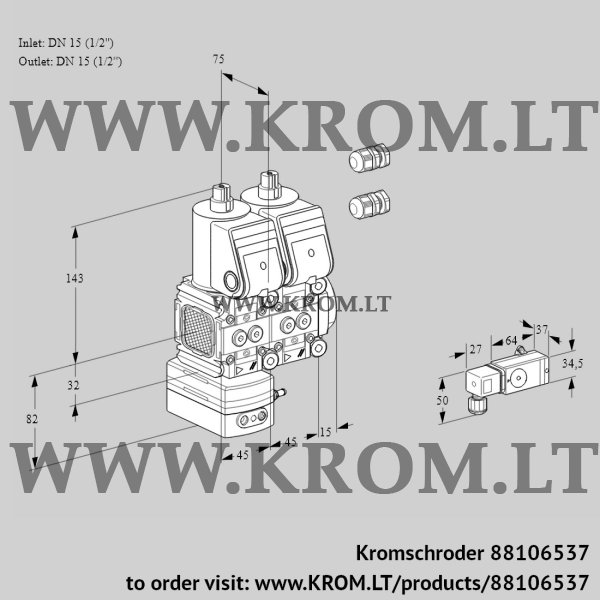 Kromschroder VCD 1E15R/15R05FD-50NQR3/3-PP/PPPP, 88106537 pressure regulator, 88106537